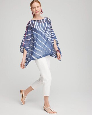 Chiffon Abstract Lines Poncho