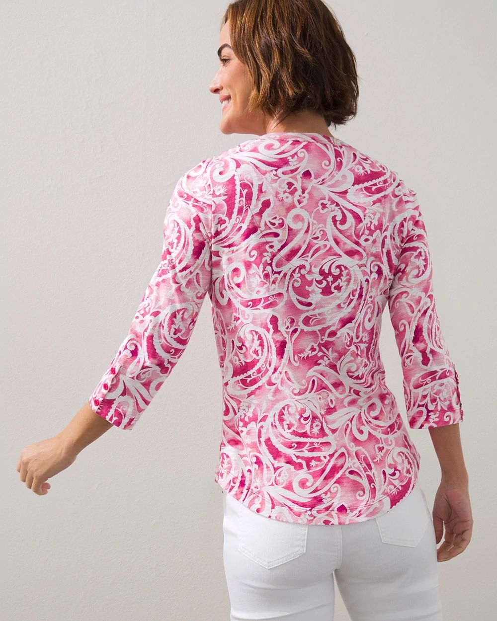 Rib Detail Paisley Slub Tee