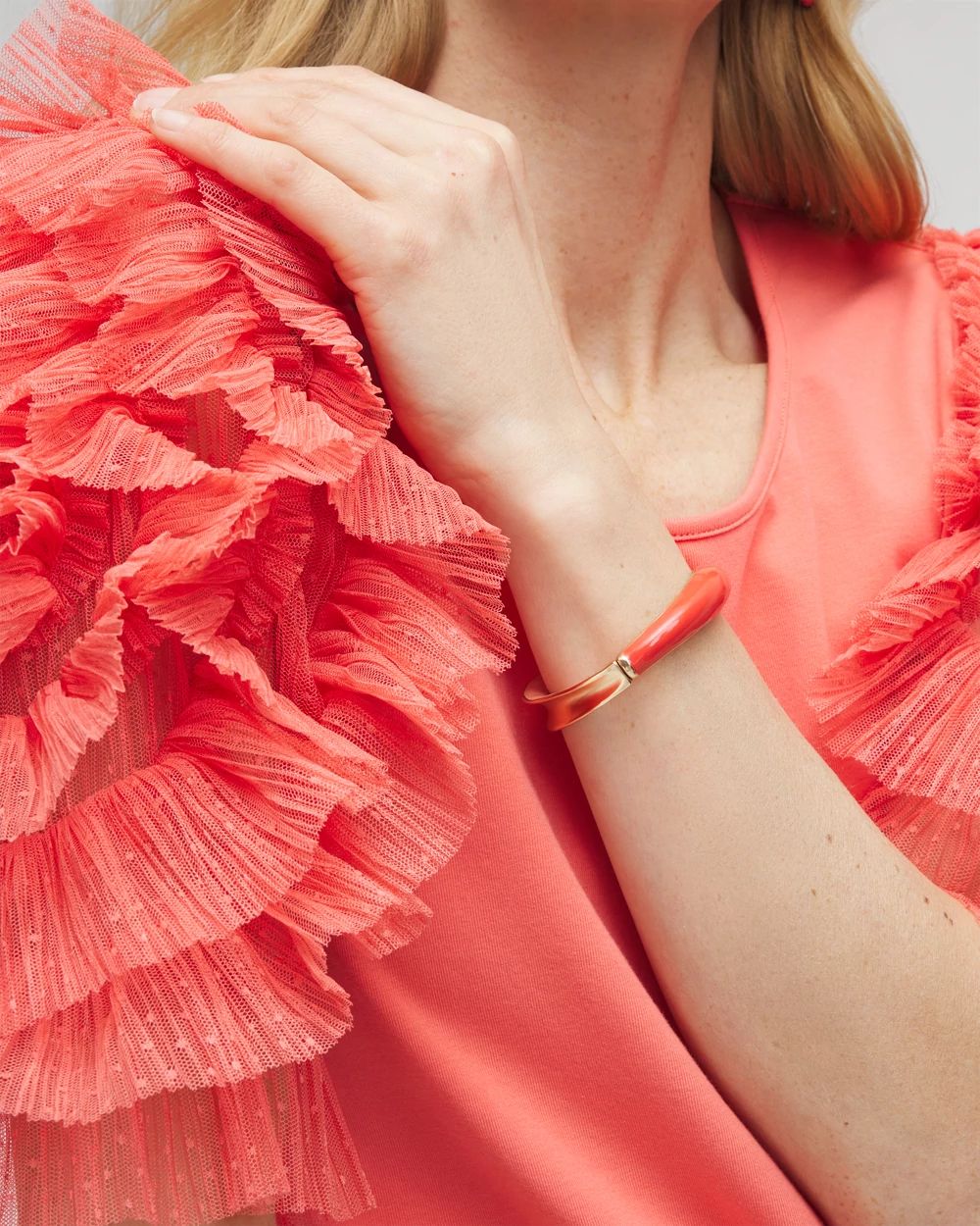 Coral Hinge Bangle Bracelet