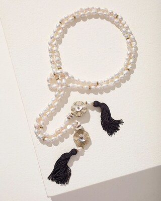 Pearl Tassel Lariat Necklace