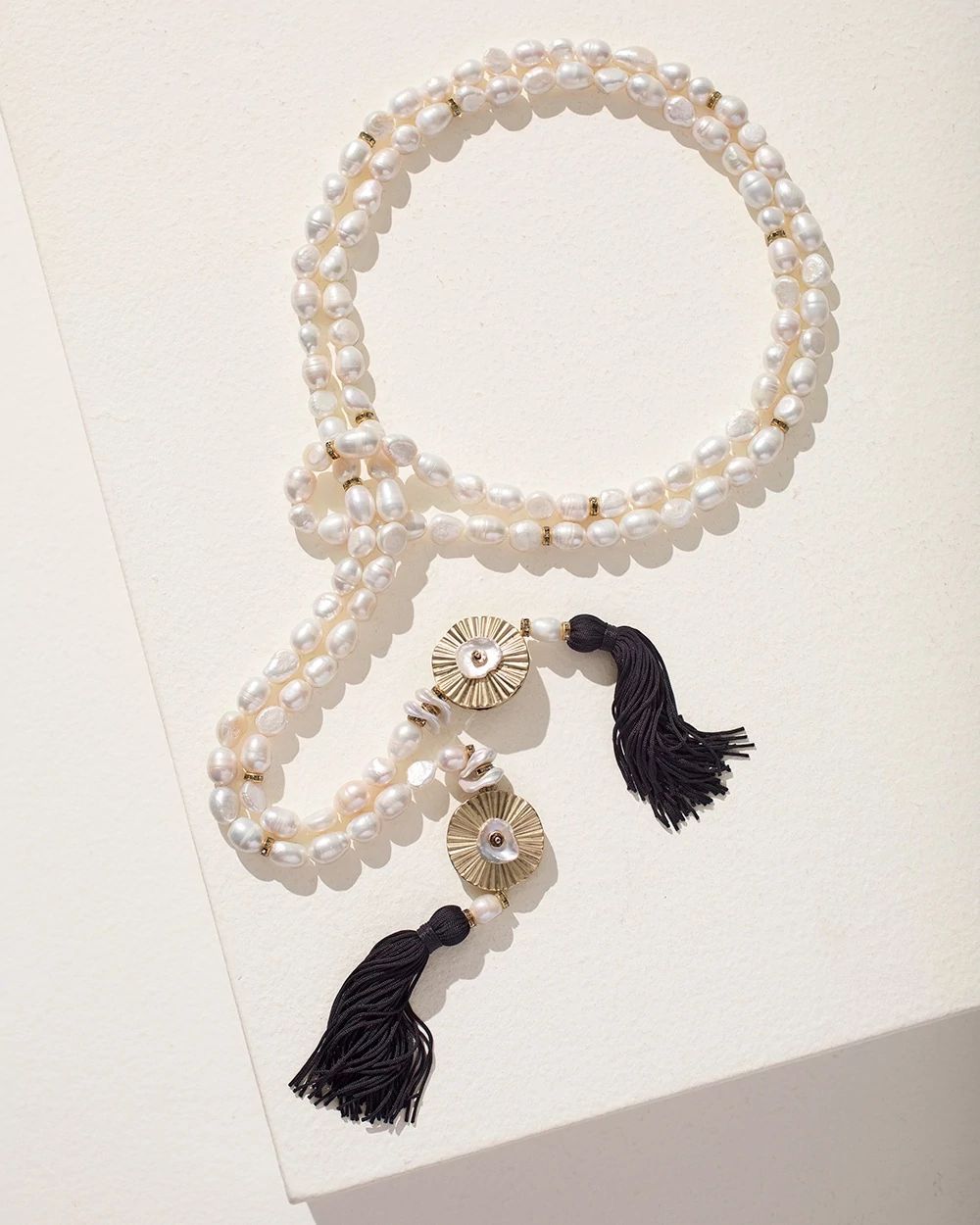 Pearl Tassel Lariat Necklace
