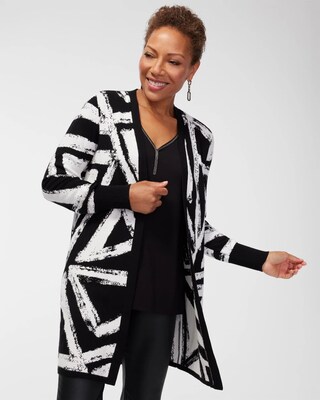 Geometric Maxi Cardigan Sweater