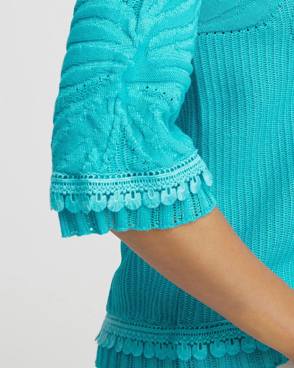 Embossed Pointelle Lace Pullover