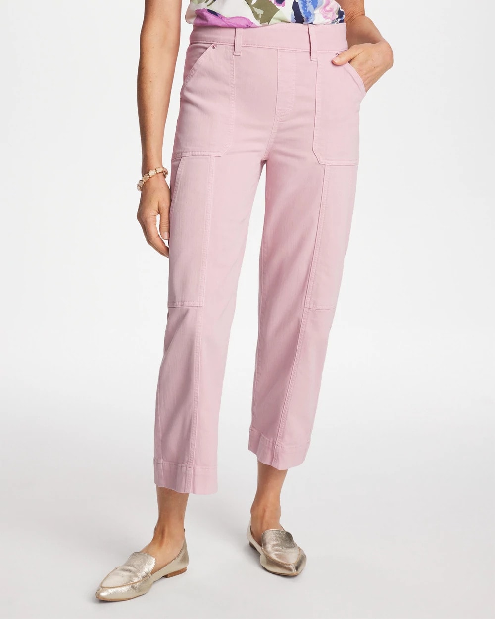 Utility Wide Pull-On Crop Jeans