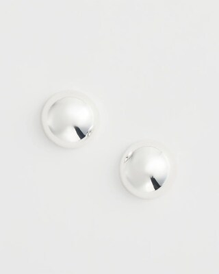 No Droop® Silver Tone Bead Stud Earrings click to view larger image.