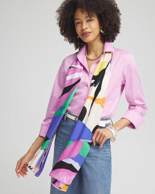 Silk Blend Tropical Oblong Scarf