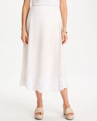 Alabaster Twill Embroidered Hem Skirt