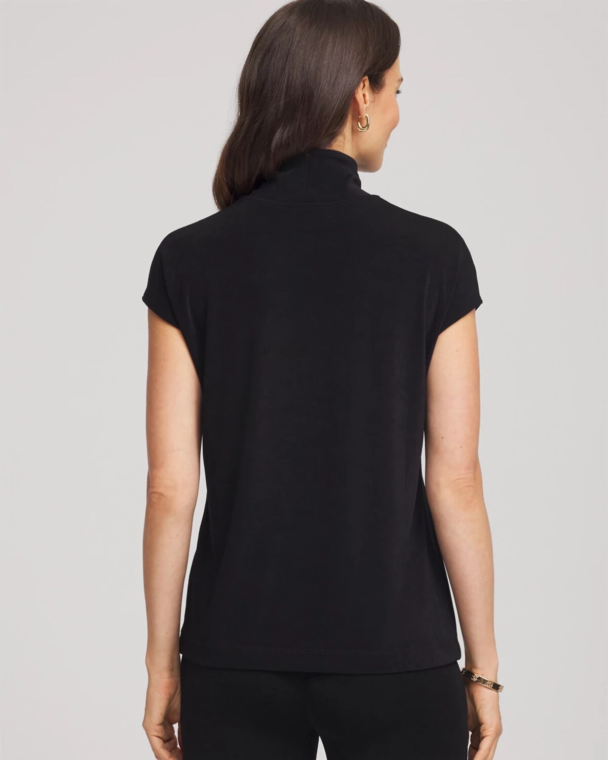 Chico's Travelers Mockneck Top In Black In Blue