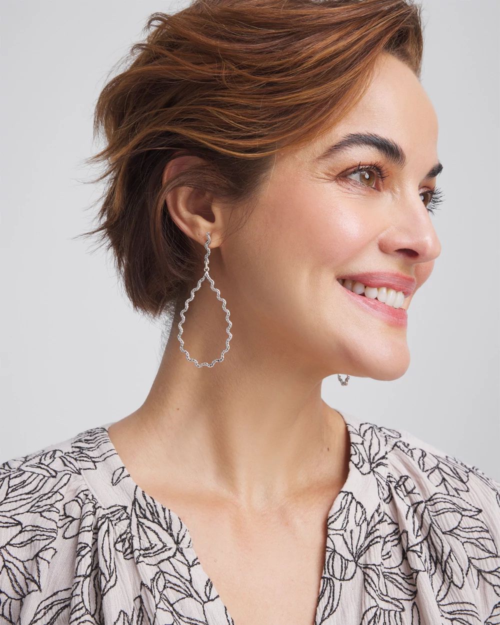 No Droop® Silver Teardrop Wave Earrings click to view larger image.