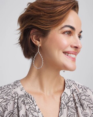 No Droop® Silver Teardrop Wave Earrings click to view larger image.