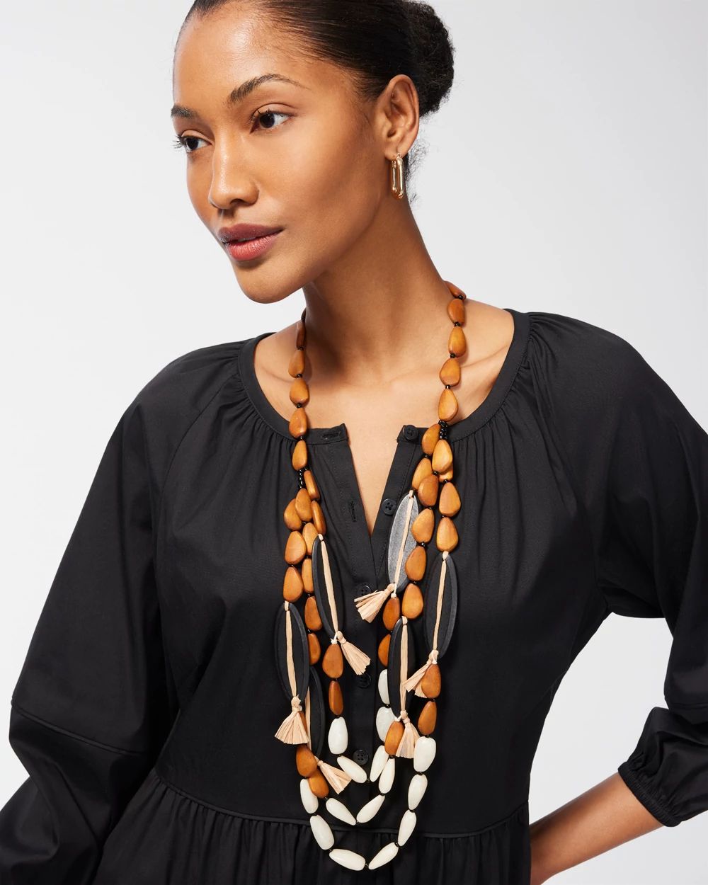 Wood Bead Multistrand Necklace