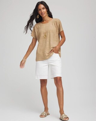 Geo Embroidered Linen Tee click to view larger image.