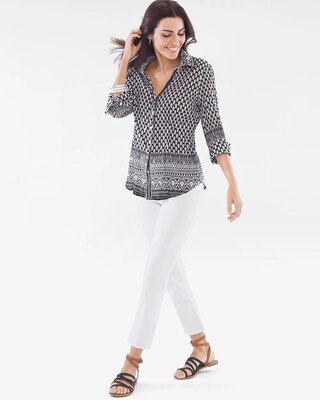 CINO for Chico’s Black and White Crinkle Shirt
