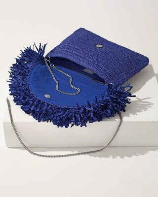 Blue Raffia Clutch