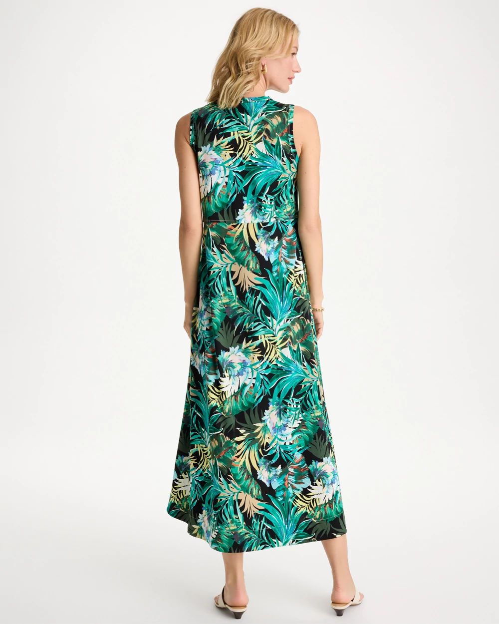 Palm Printed Knit Maxi Dress