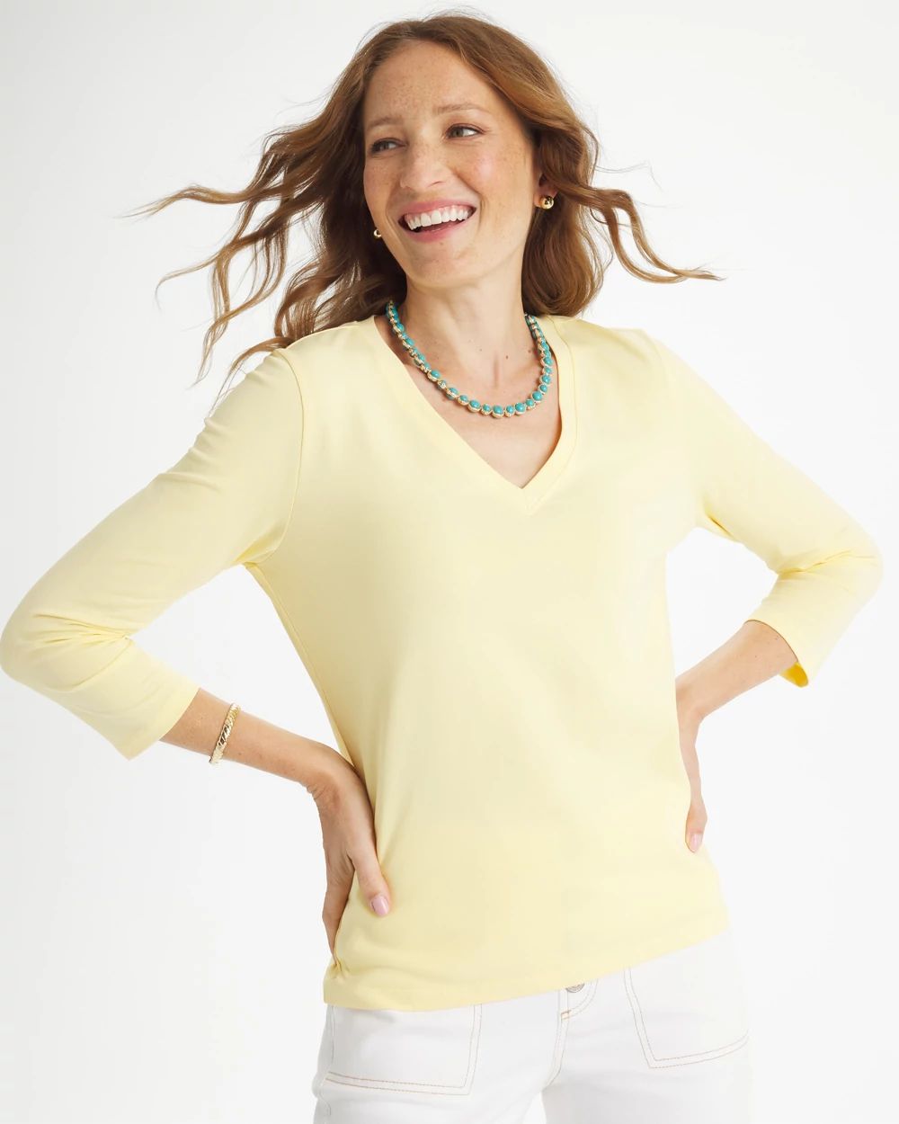 Cotton Stretch 3/4 Sleeve Tee