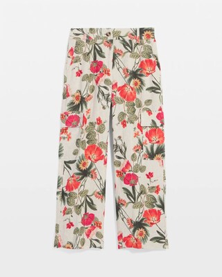 Linen Cargo Wide-Leg Pants click to view larger image.