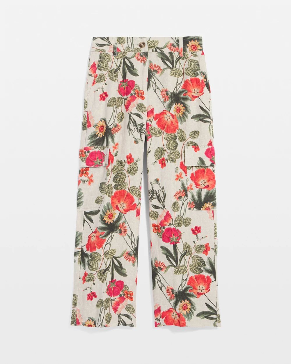 Linen Cargo Wide-Leg Pants click to view larger image.