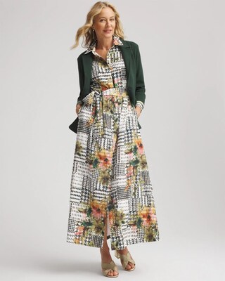 Artisinal Floral Print  Maxi Shirtdress click to view larger image.