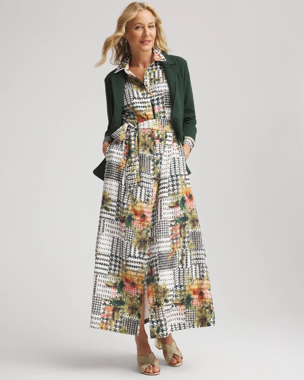 Artisinal Floral Print  Maxi Shirtdress