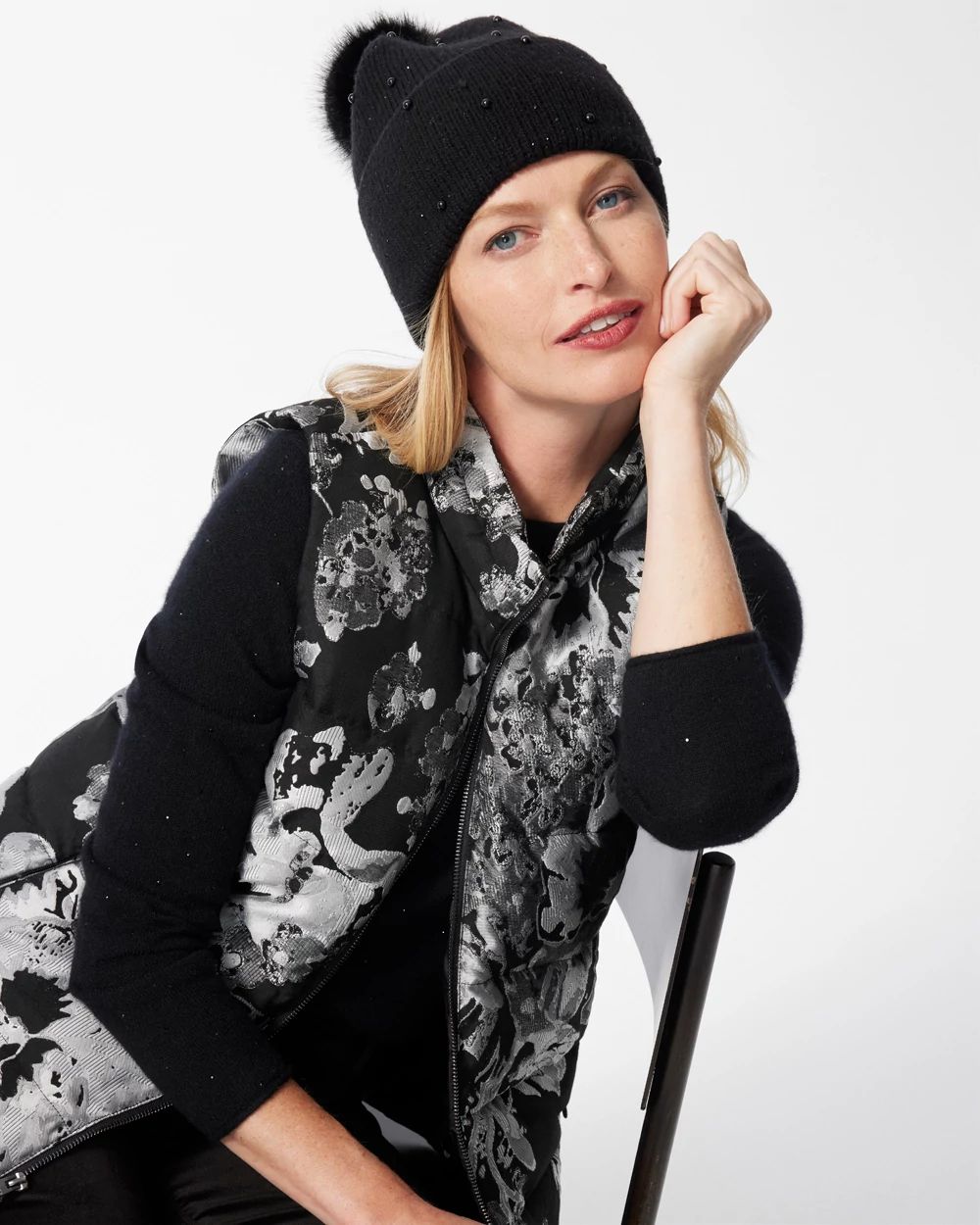 Cashmere Blend Embellished Hat
