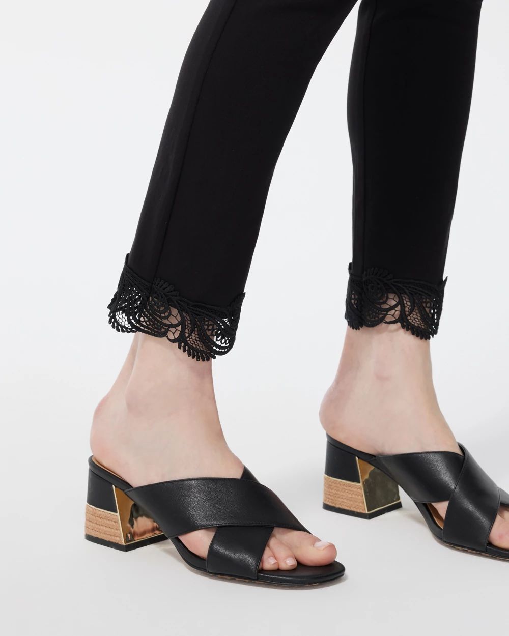 Petite Brigitte Lace Trim Ankle Pants