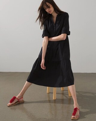 Poplin Tiered Midi Dress