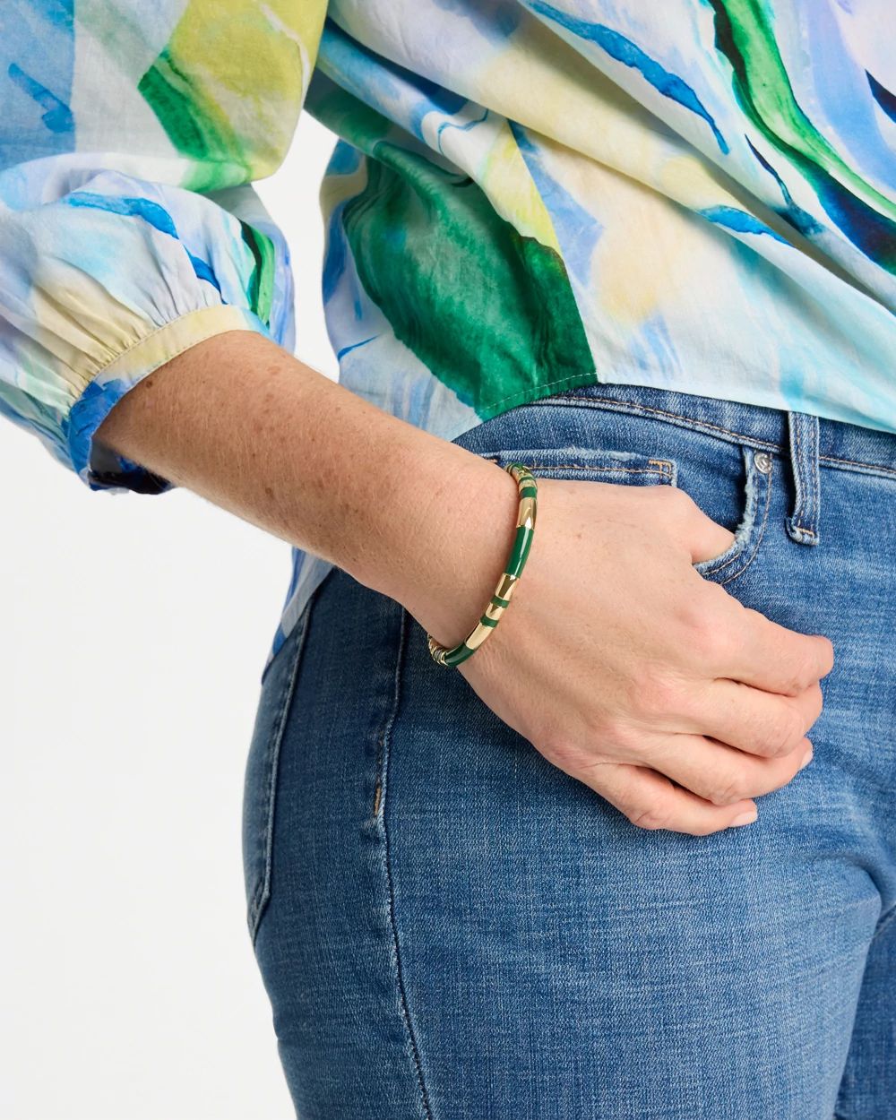 Green Enamel Hinge Bangle click to view larger image.