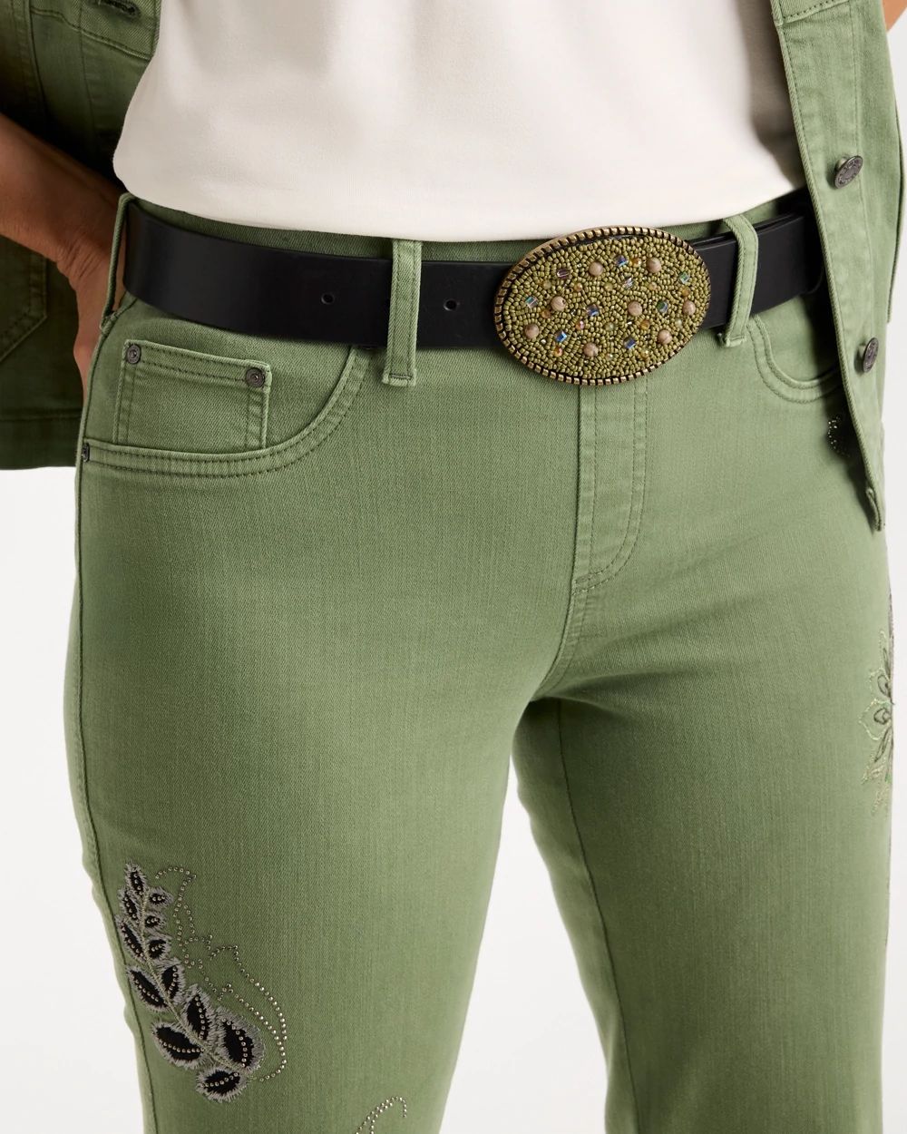 Leather Beaded Oval Buckle Trouser Belt click to view larger image.