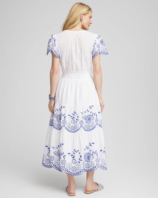 Embroidered Smocked Waist Dress click to view larger image.