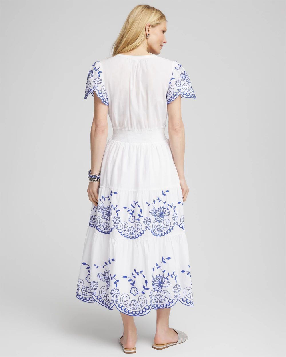 Embroidered Smocked Waist Dress