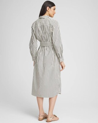 Cotton Stripe Midi Shirt Dress click to view larger image.
