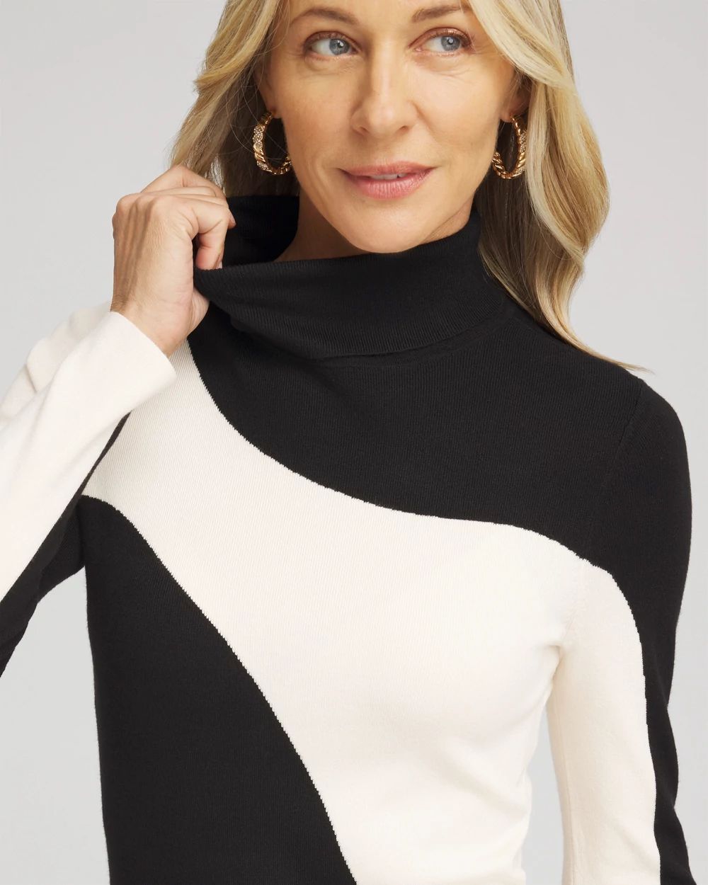 ECOVERO™ Swirl Turtleneck Sweater click to view larger image.
