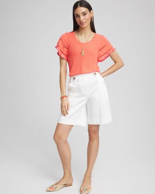 Cutout Short-Sleeved Pullover Sweater click to view larger image.