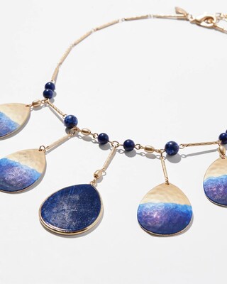 Blue & Gold Tone Bib Necklace