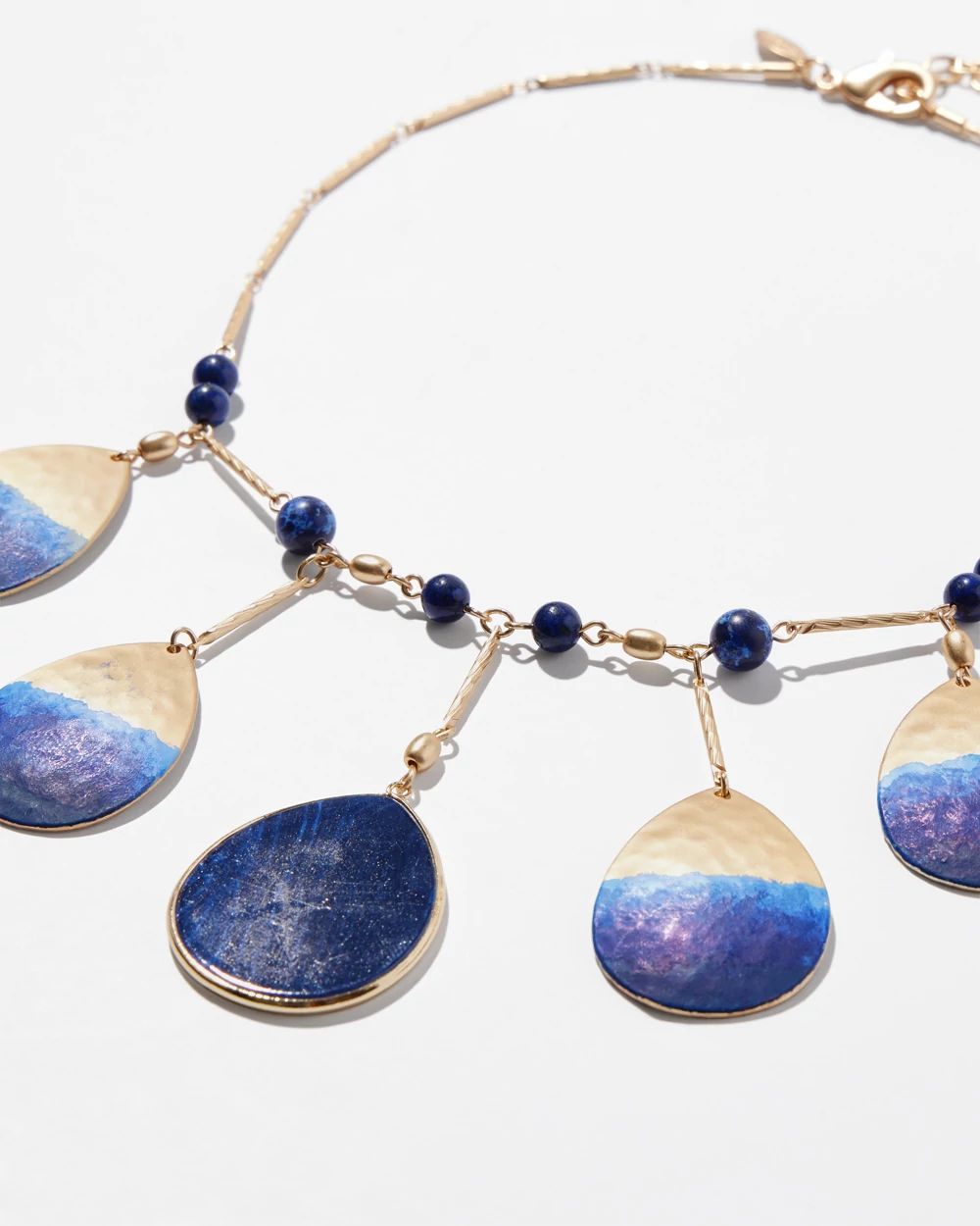 Blue & Gold Tone Bib Necklace