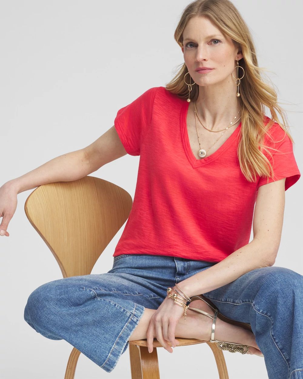 Cap Sleeve V-neck Tee