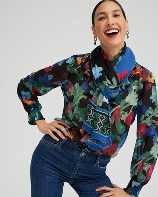 Floral Print Oblong Scarf