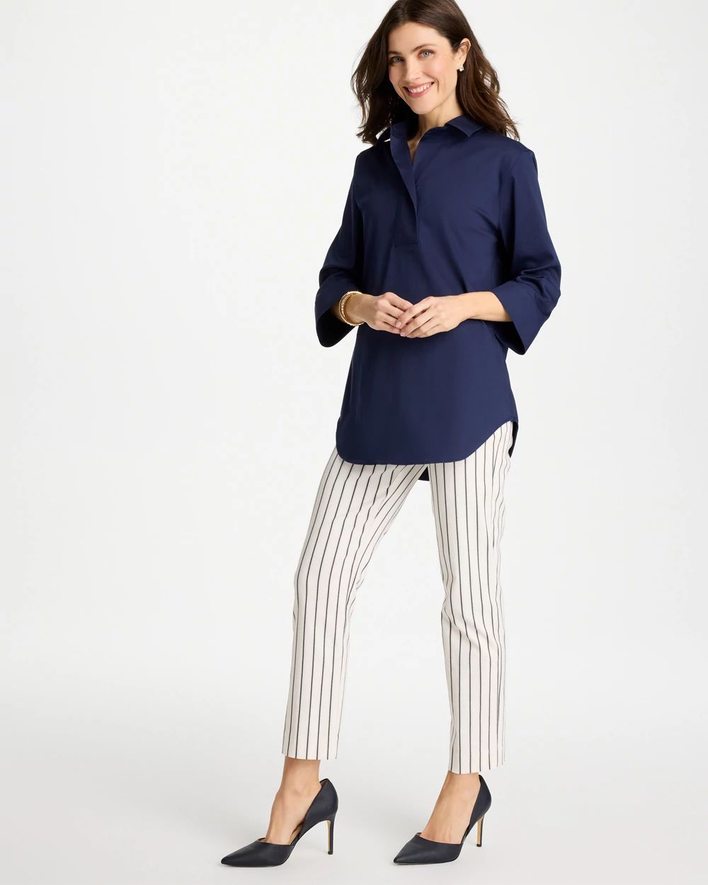Pinstriped Brigitte™ Slim Ankle Pants