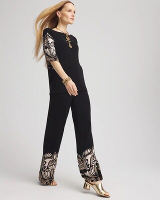 Travelers™ Wide-Leg Border Print Pants click to view larger image.