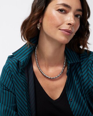 Silver Tone Collar Necklace click to view larger image.