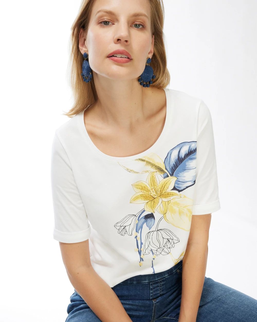 Beaded Embellished Floral Tee