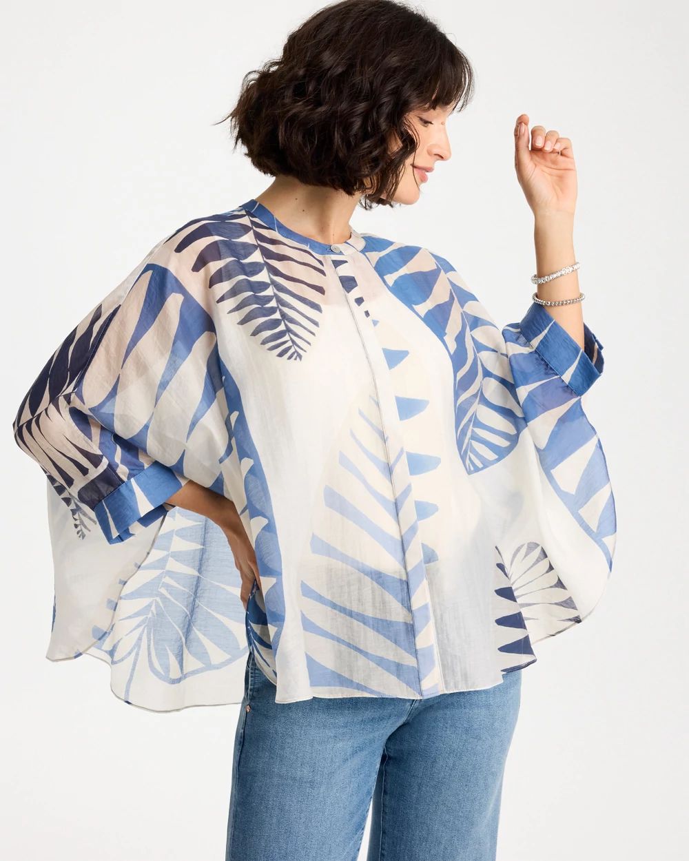Palm Frond Short Poncho