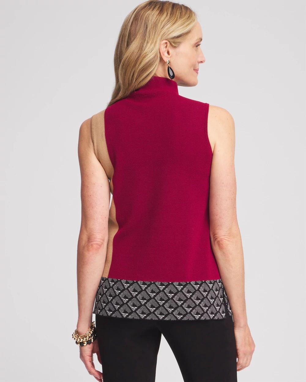 Travelers™ Colorblock Mockneck Sweater Tank click to view larger image.