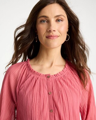 Crinkle Mesh Ruffle Neck Top click to view larger image.