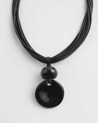 Multistrand Black Stone Pendant Necklace click to view larger image.