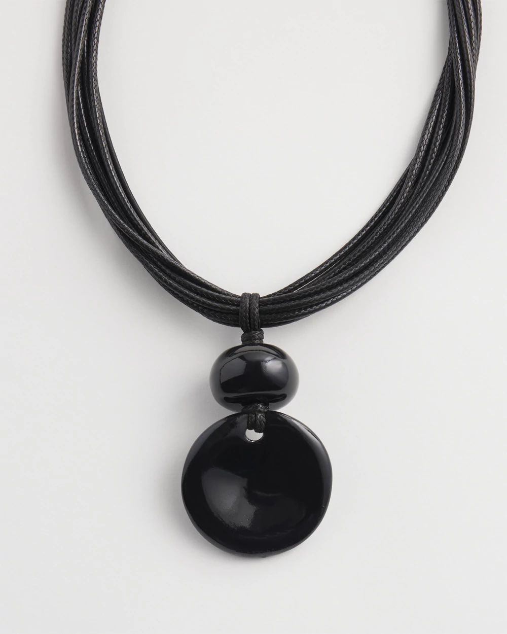 Multistrand Black Stone Pendant Necklace