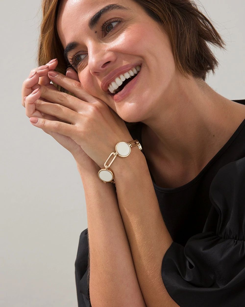 White Enamel Clasp Bracelet