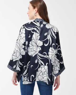 Contrast Border Short Kimono