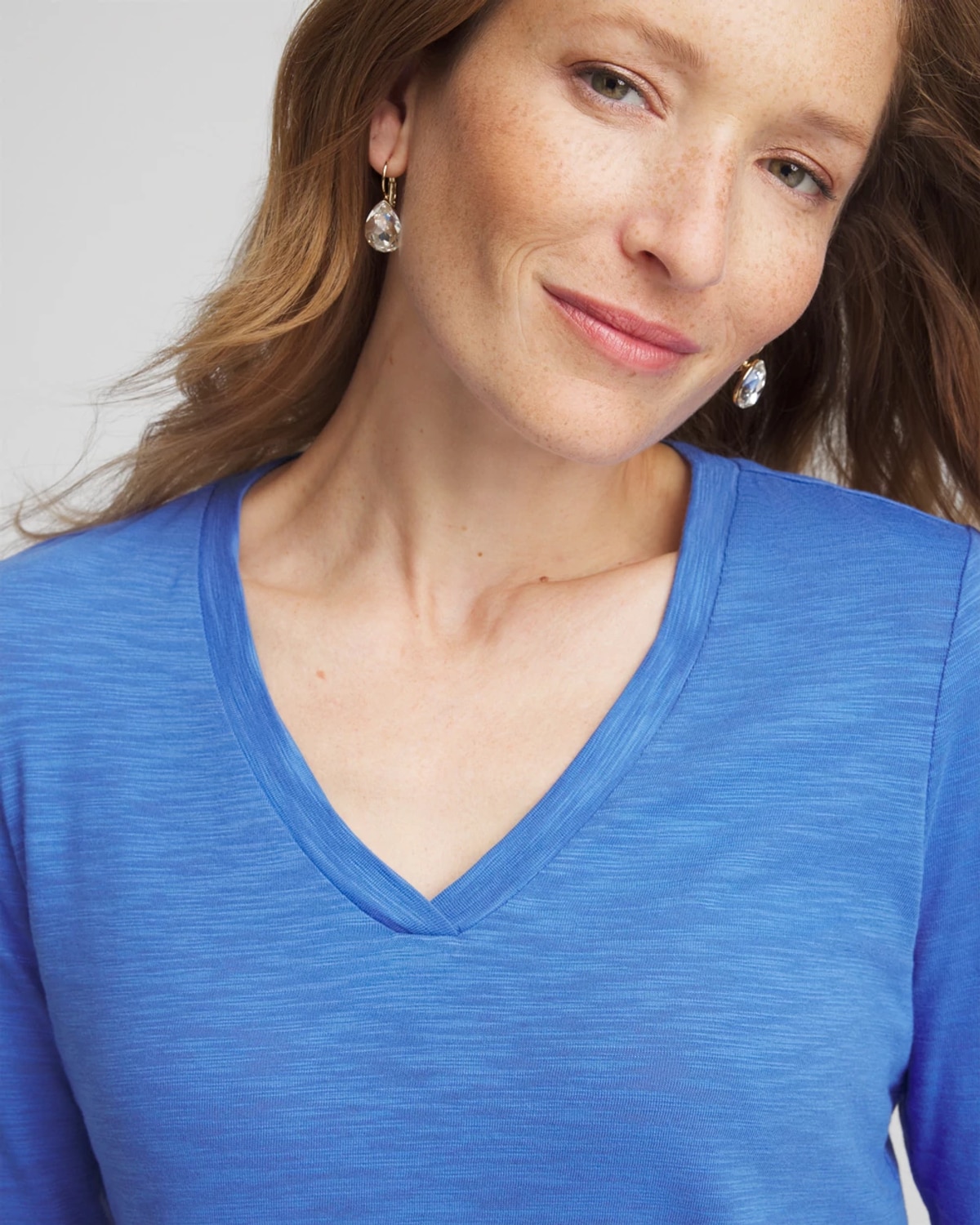 Chico's Double-knit 3/4 Sleeve Tee In Blue In Blue